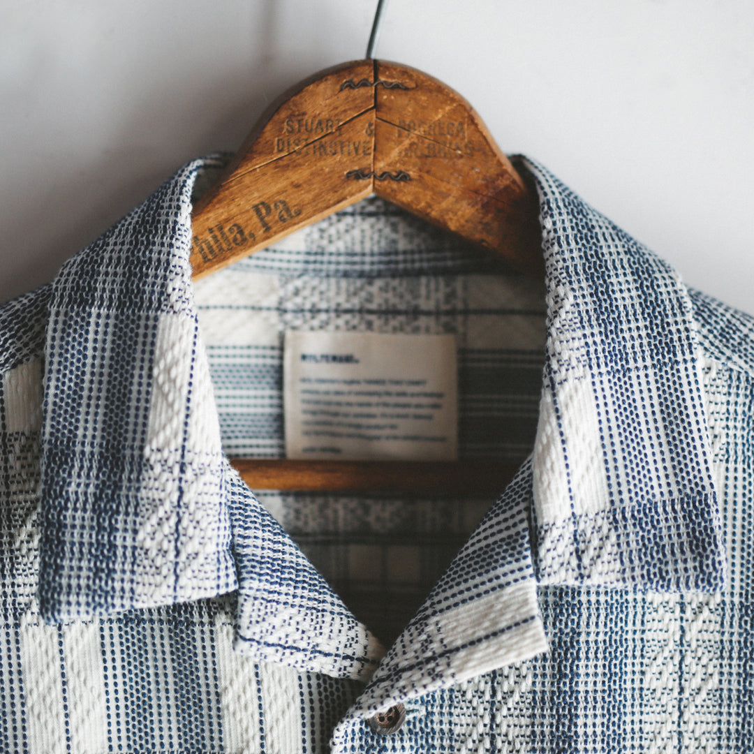 Limited Edition Col. / Sashiko " Kasane-Koushi Moyo " Open Collar Shirt
