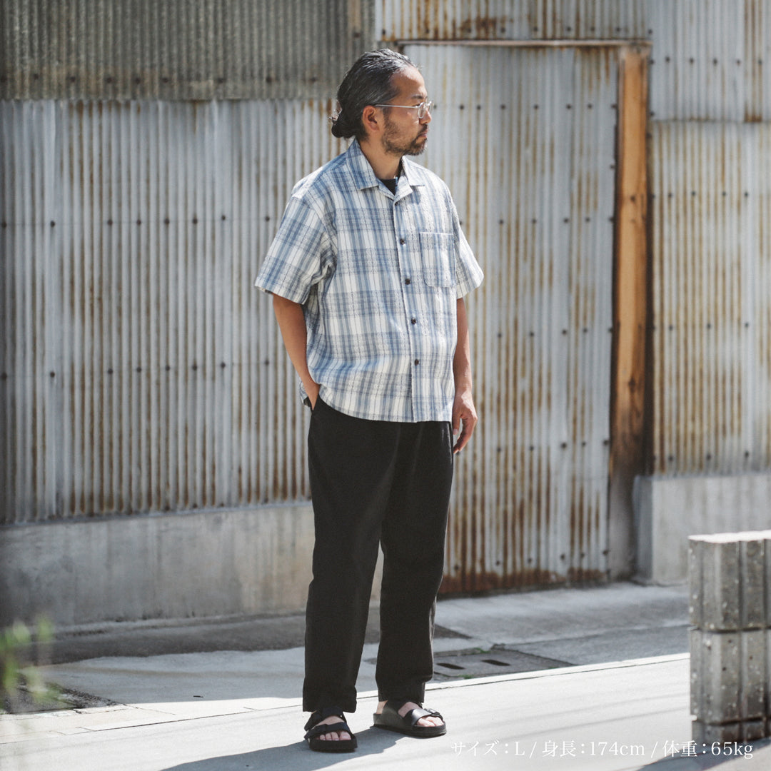 Limited Edition Col. / Sashiko " Kasane-Koushi Moyo " Open Collar Shirt