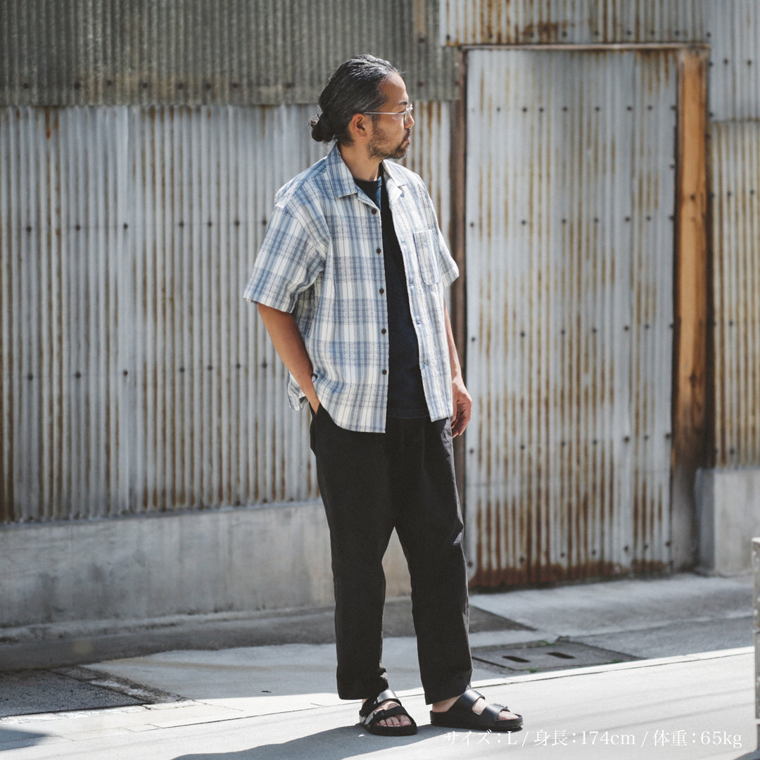 Limited Edition Col. / Sashiko " Kasane-Koushi Moyo " Open Collar Shirt