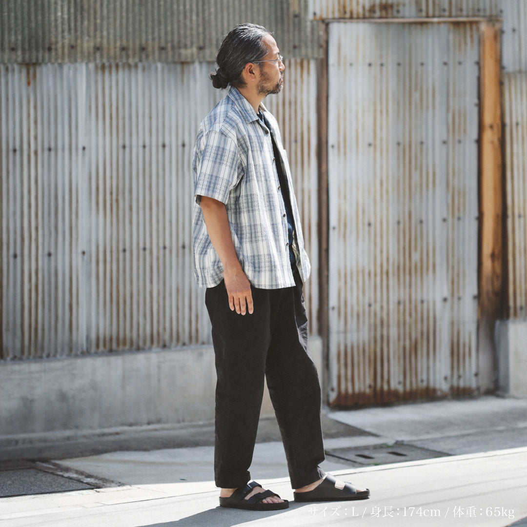 Limited Edition Col. / Sashiko " Kasane-Koushi Moyo " Open Collar Shirt
