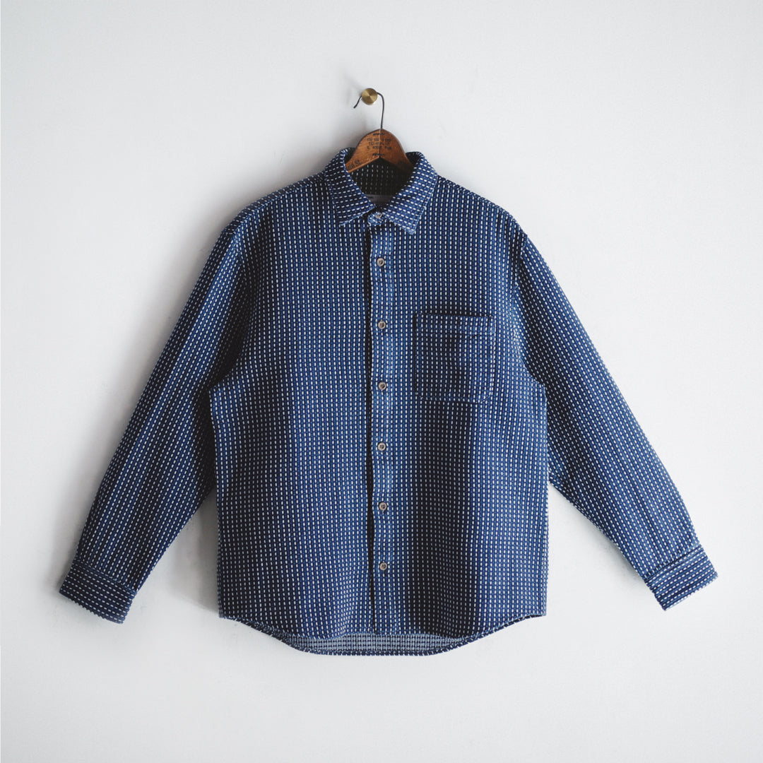 Limited Edition Col. / 8.5oz Sashiko Indigo Regular Collar Shirt