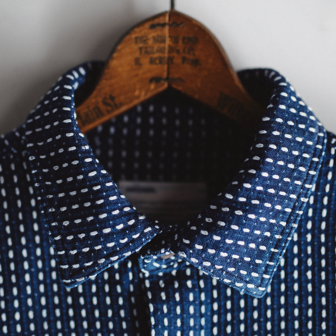 Limited Edition Col. / 8.5oz Sashiko Indigo Regular Collar Shirt