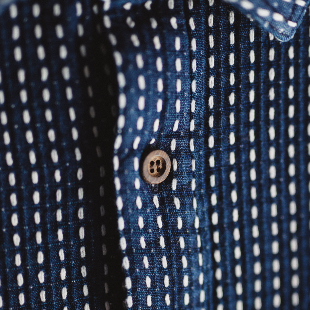 Limited Edition Col. / 8.5oz Sashiko Indigo Regular Collar Shirt