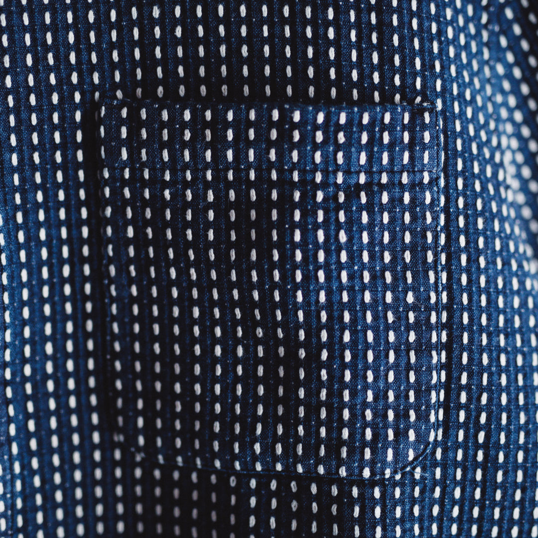 Limited Edition Col. / 8.5oz Sashiko Indigo Regular Collar Shirt