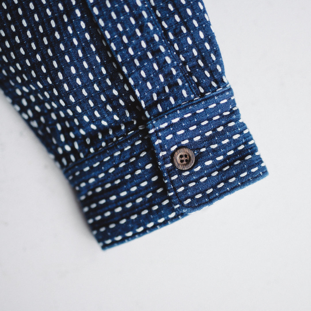 Limited Edition Col. / 8.5oz Sashiko Indigo Regular Collar Shirt