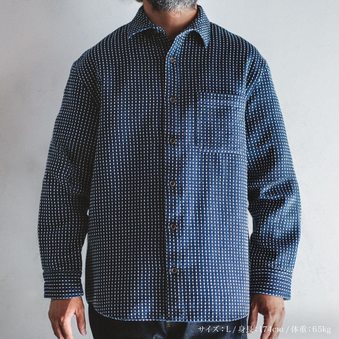Limited Edition Col. / 8.5oz Sashiko Indigo Regular Collar Shirt