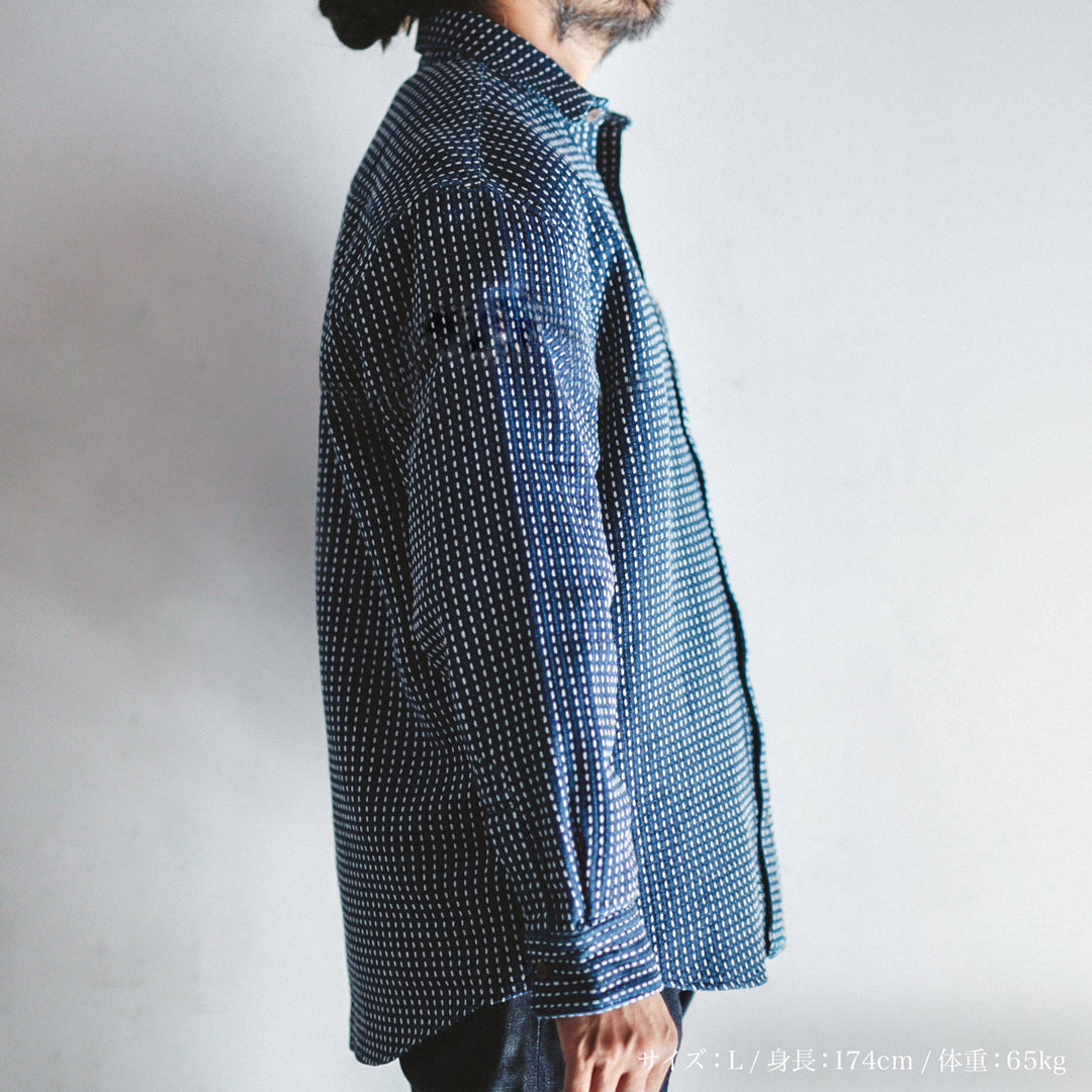Limited Edition Col. / 8.5oz Sashiko Indigo Regular Collar Shirt