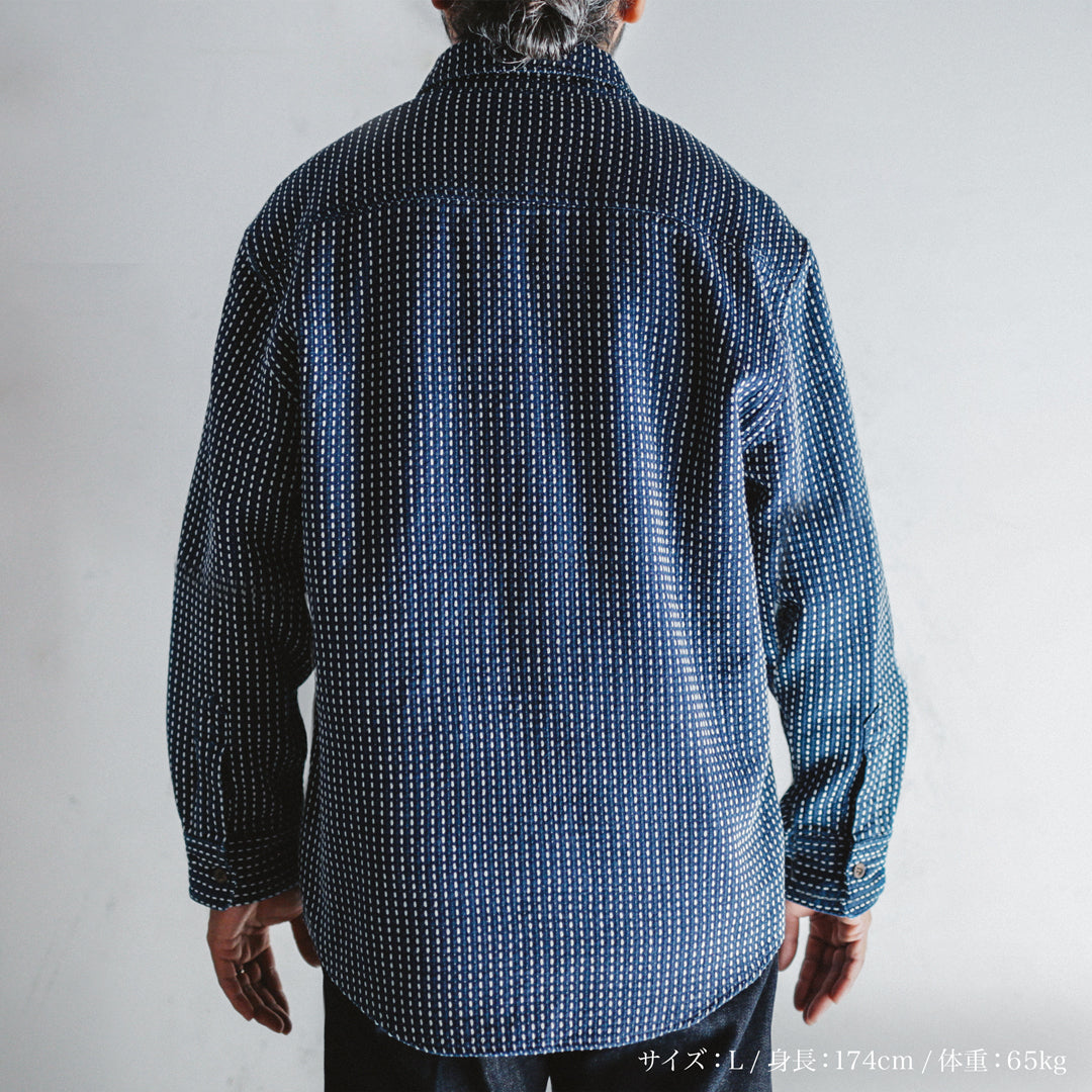 Limited Edition Col. / 8.5oz Sashiko Indigo Regular Collar Shirt