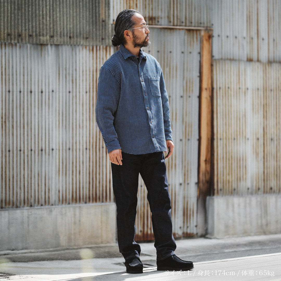 Limited Edition Col. / 8.5oz Sashiko Indigo Regular Collar Shirt