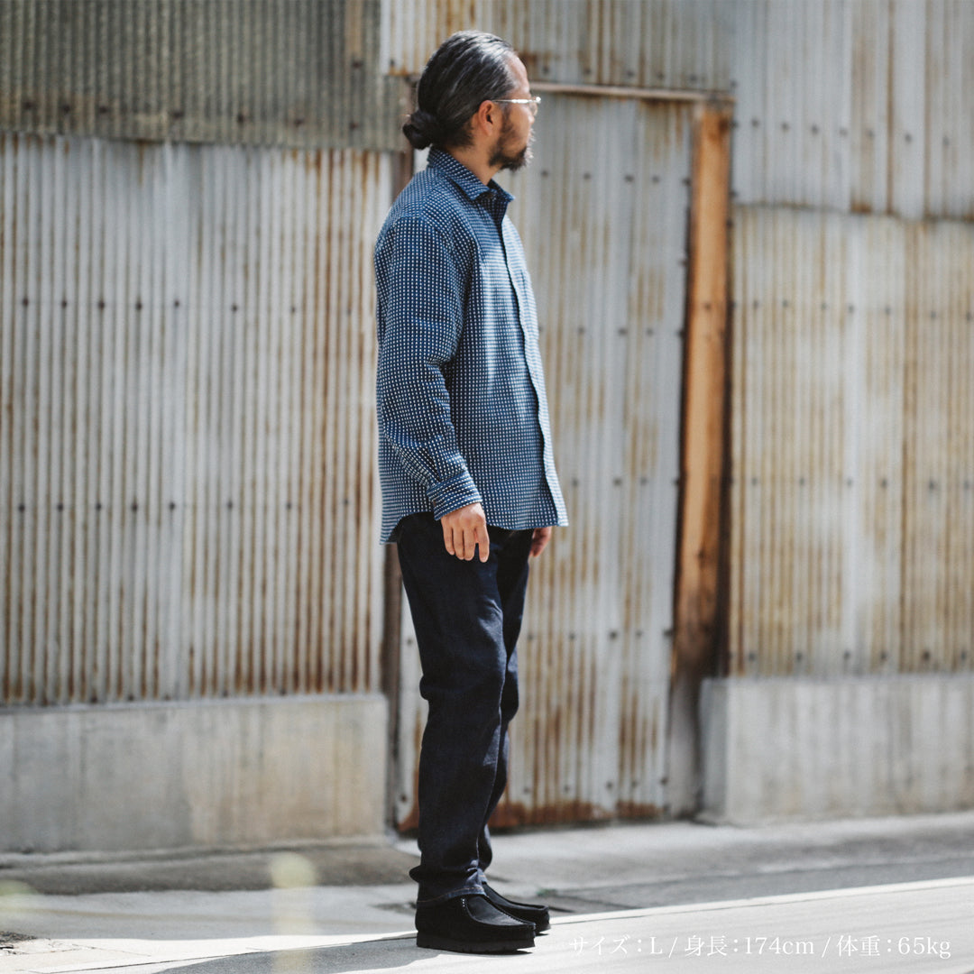 Limited Edition Col. / 8.5oz Sashiko Indigo Regular Collar Shirt