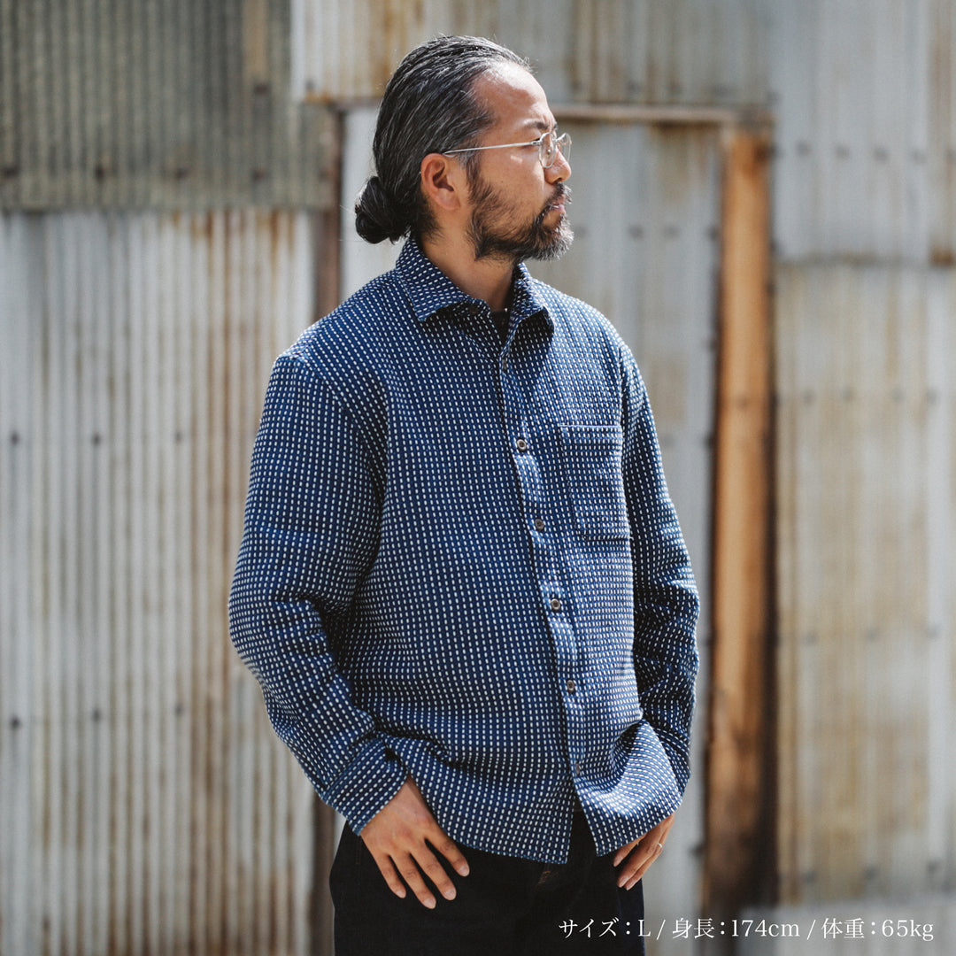 Limited Edition Col. / 8.5oz Sashiko Indigo Regular Collar Shirt