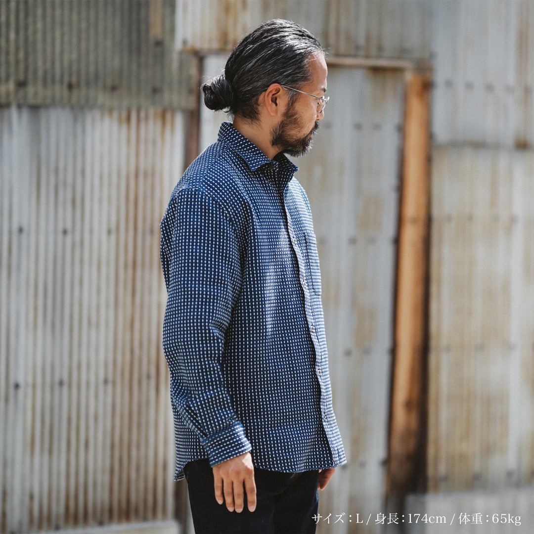 Limited Edition Col. / 8.5oz Sashiko Indigo Regular Collar Shirt