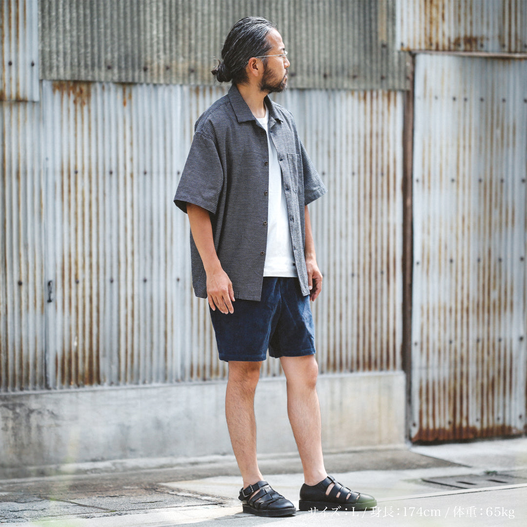 Limited Edition Col. / 7.1oz Okayama Sashiko Indigo Open Collar Shirt