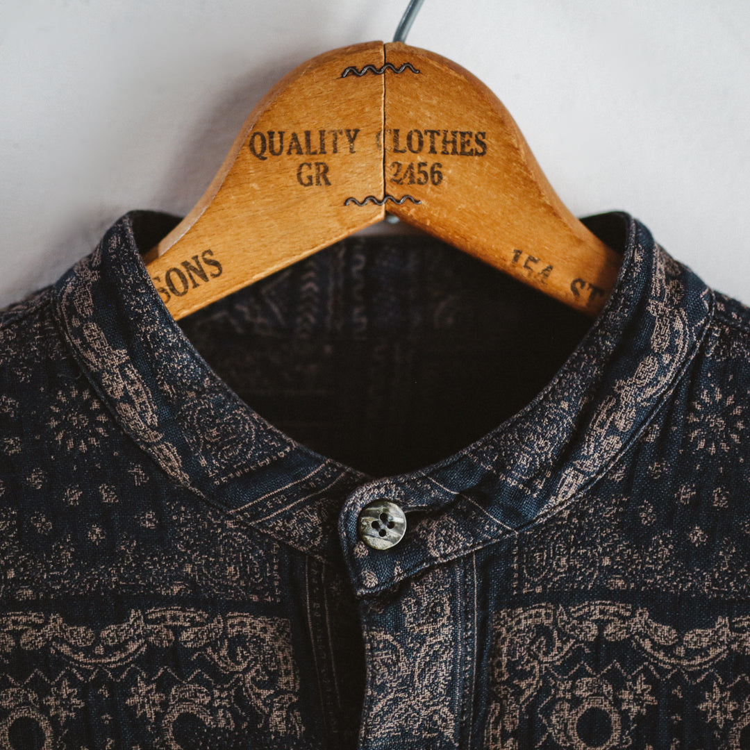Limited Edition Col. / " Amami Doro-Zome " Bandana Jacquard Band Collar Shirt