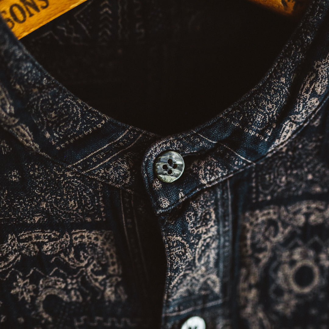 Limited Edition Col. / " Amami Doro-Zome " Bandana Jacquard Band Collar Shirt