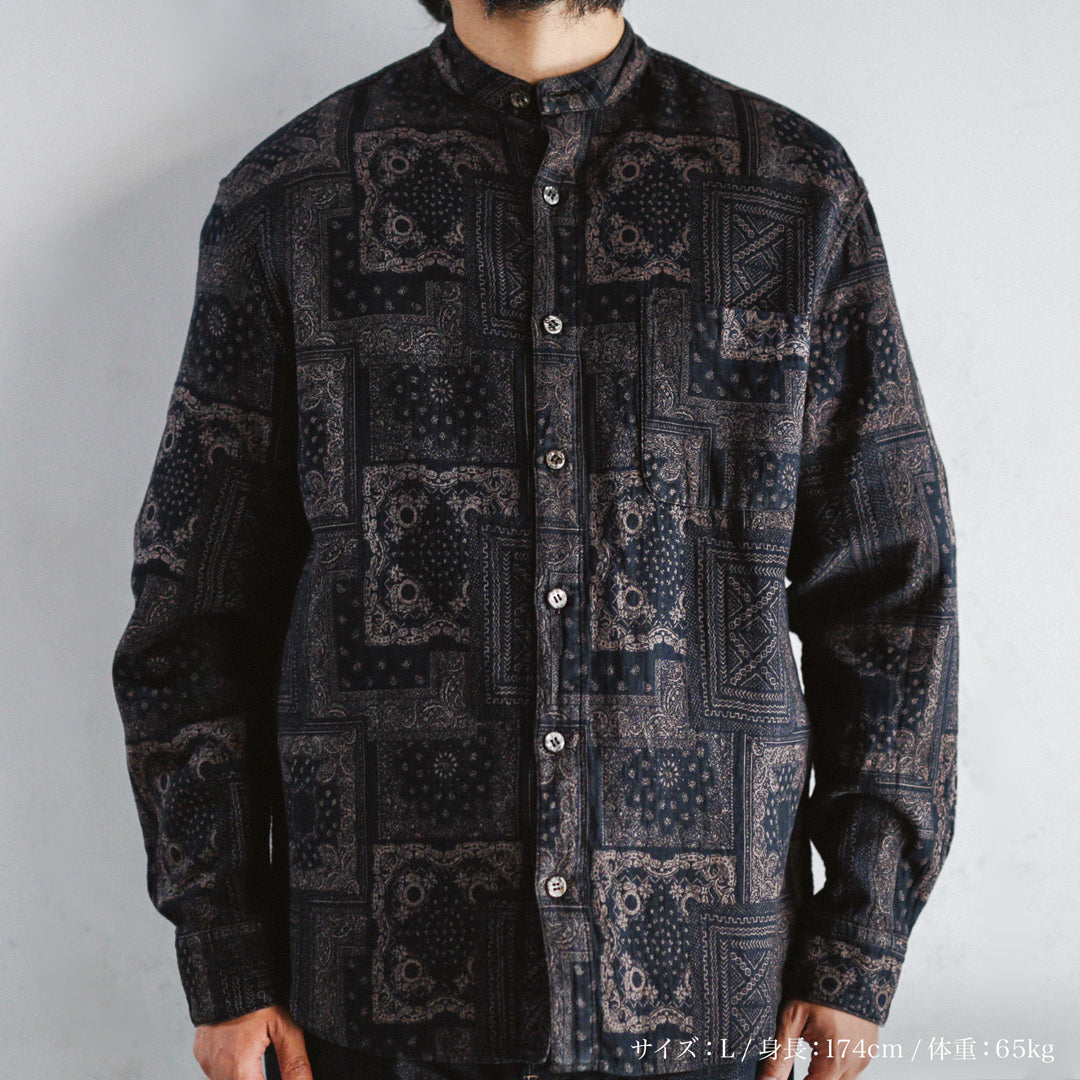 Limited Edition Col. / " Amami Doro-Zome " Bandana Jacquard Band Collar Shirt