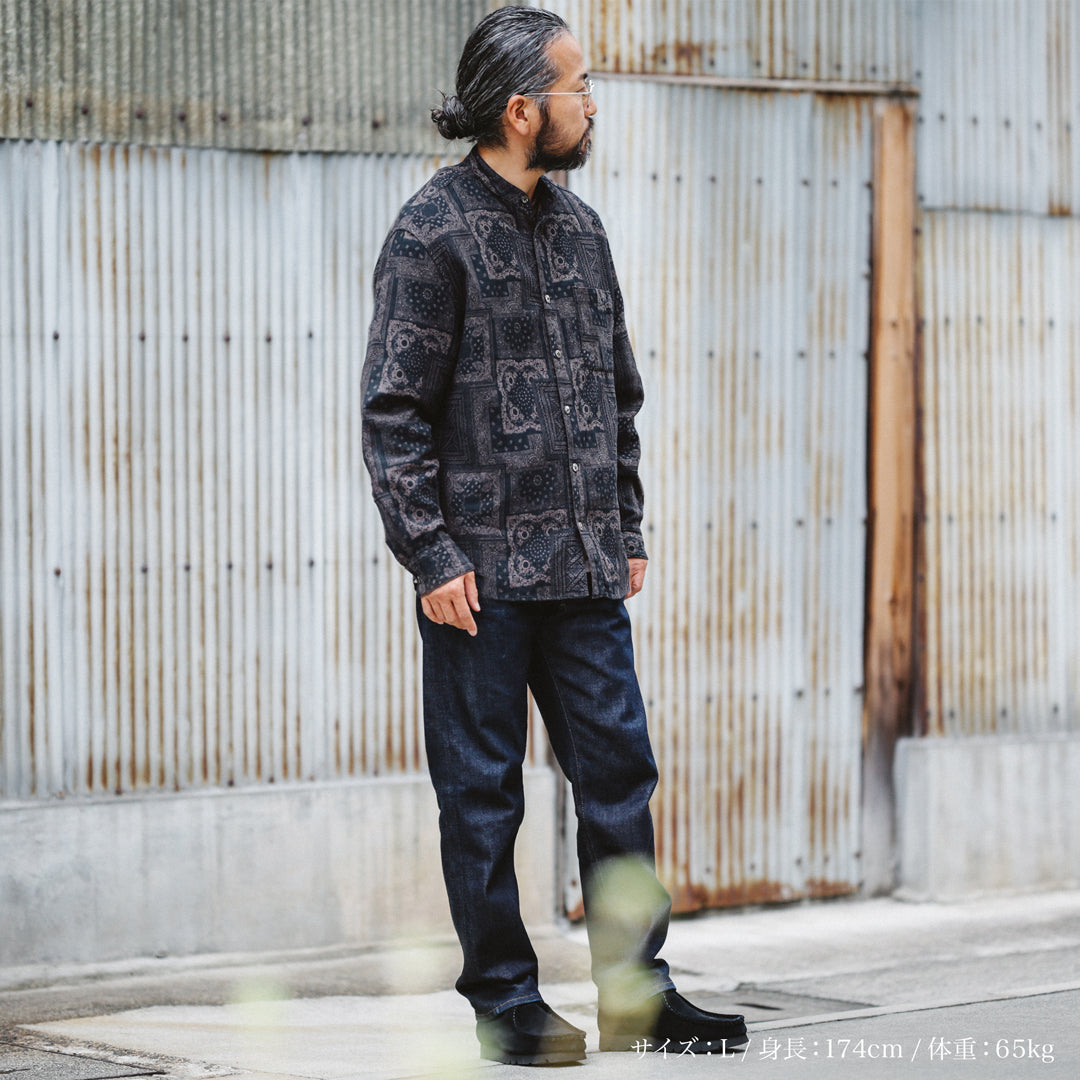 Limited Edition Col. / " Amami Doro-Zome " Bandana Jacquard Band Collar Shirt
