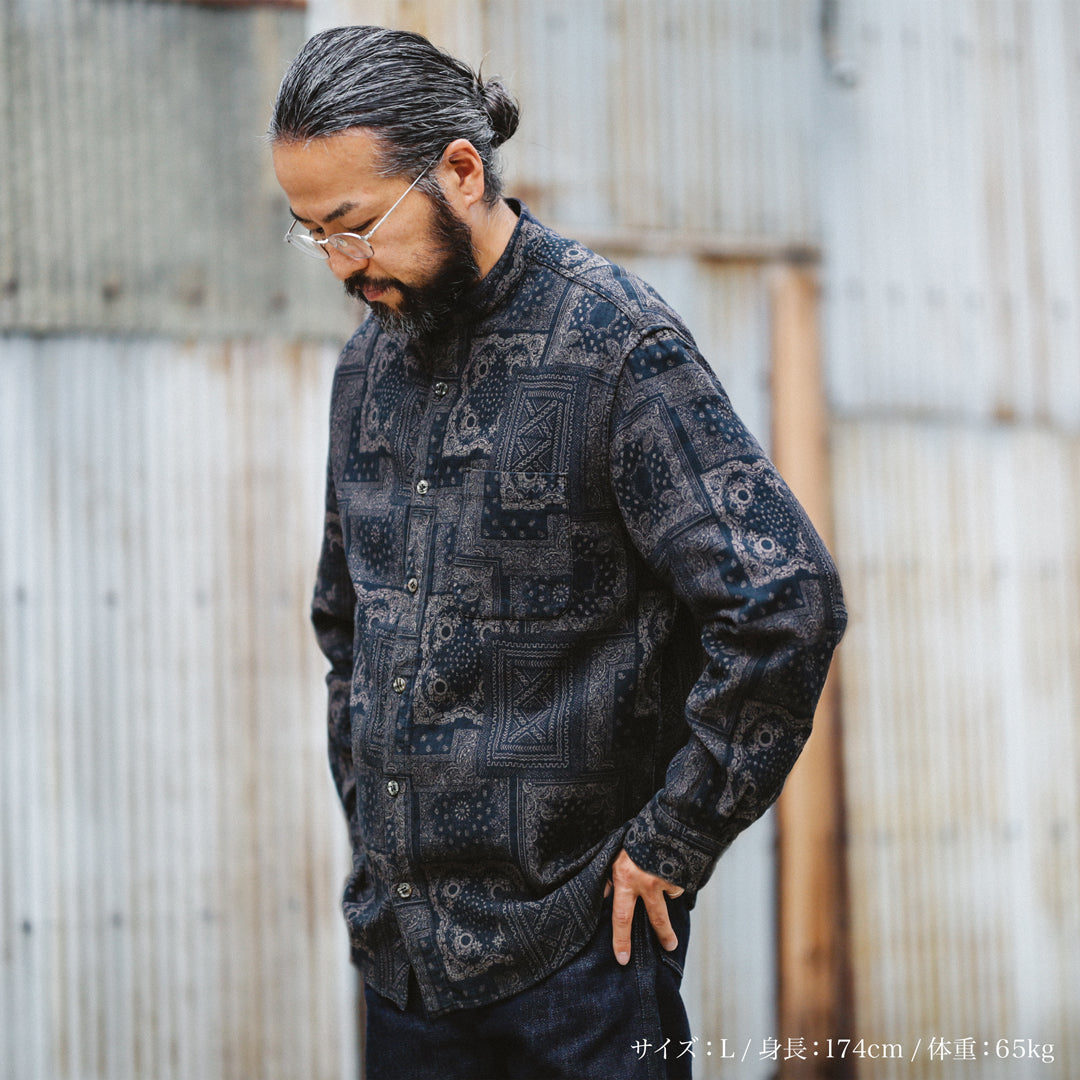 Limited Edition Col. / " Amami Doro-Zome " Bandana Jacquard Band Collar Shirt