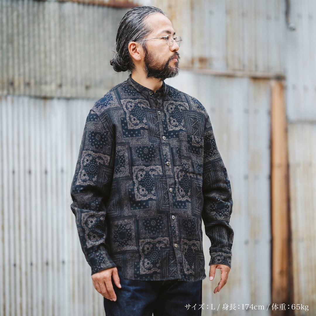 Limited Edition Col. / " Amami Doro-Zome " Bandana Jacquard Band Collar Shirt