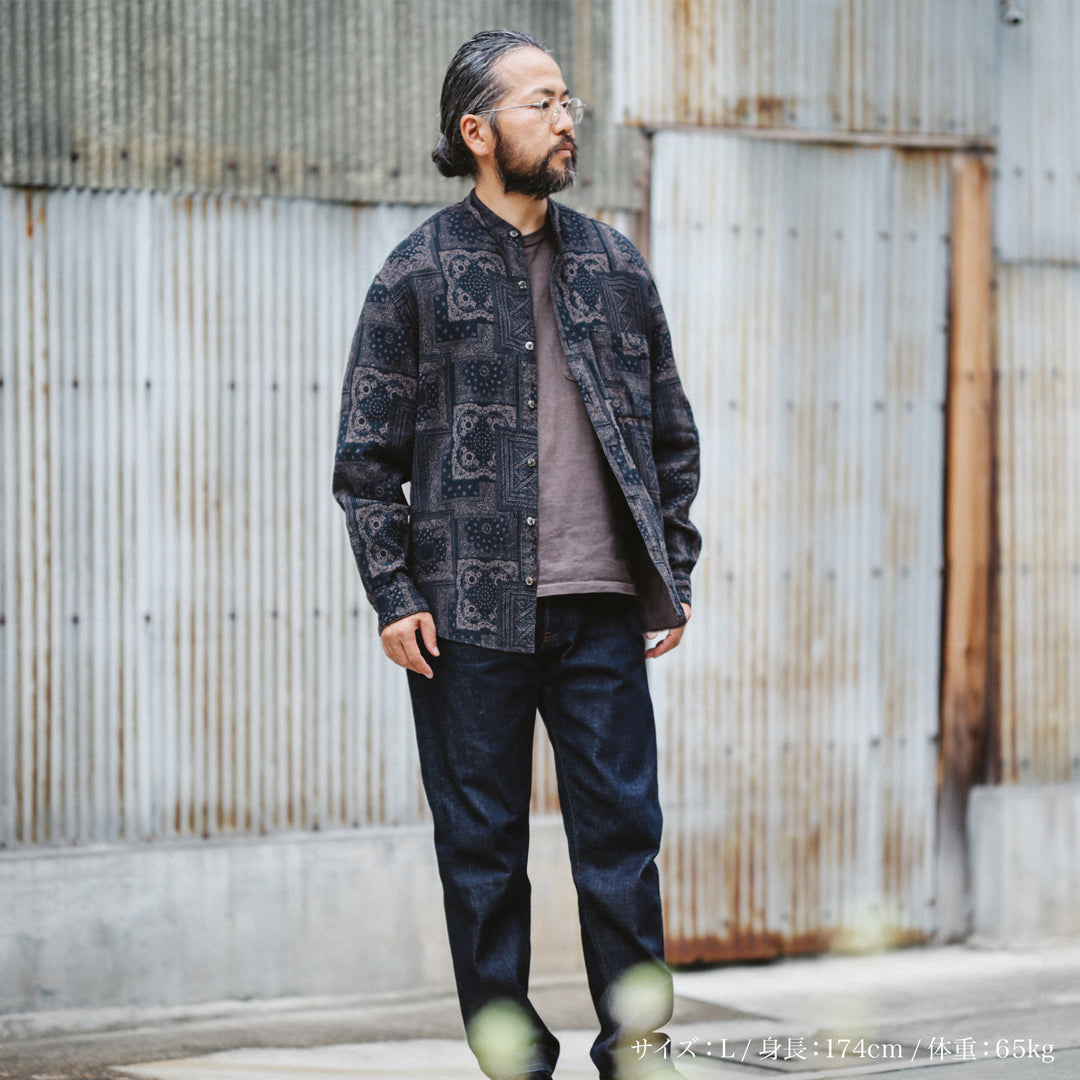 Limited Edition Col. / " Amami Doro-Zome " Bandana Jacquard Band Collar Shirt