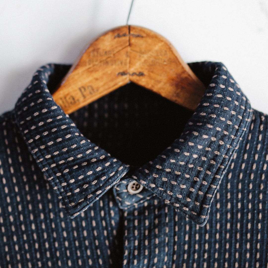 Limited Edition Col. / 8.5oz "Amami Doro-Zome" Sashiko Regular Collar Shirt