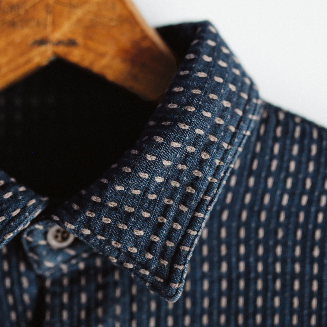 Limited Edition Col. / 8.5oz "Amami Doro-Zome" Sashiko Regular Collar Shirt