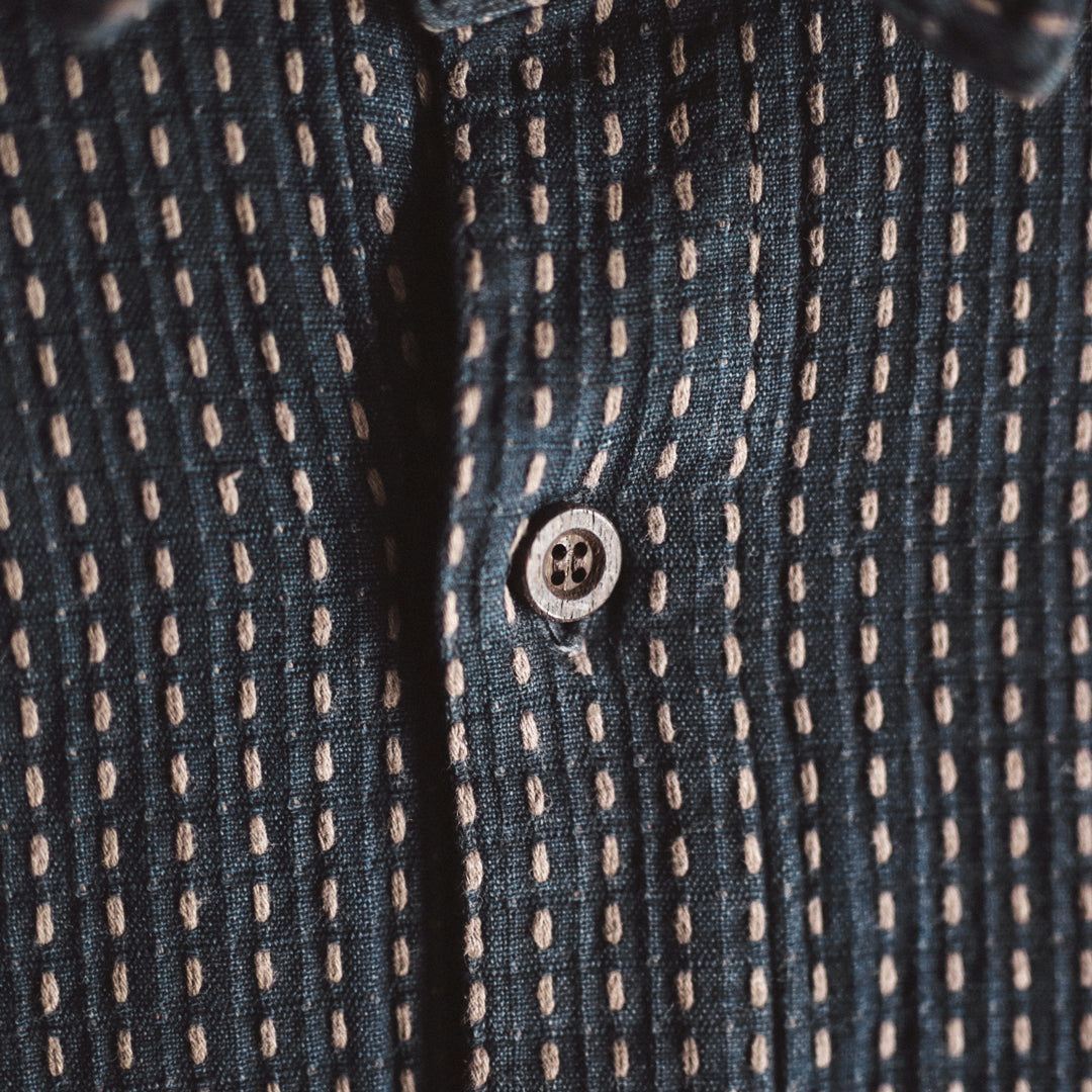 Limited Edition Col. / 8.5oz "Amami Doro-Zome" Sashiko Regular Collar Shirt