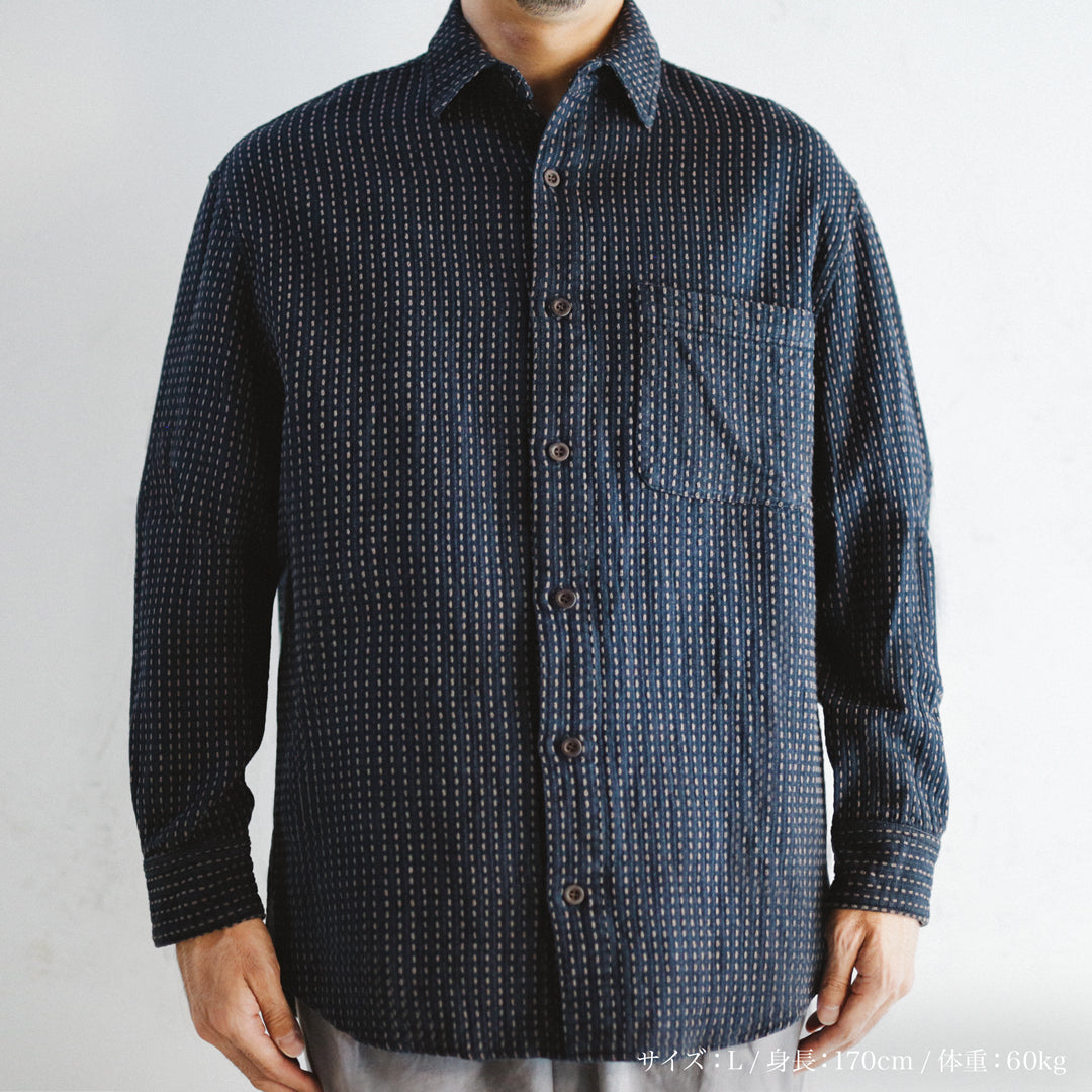 Limited Edition Col. / 8.5oz "Amami Doro-Zome" Sashiko Regular Collar Shirt