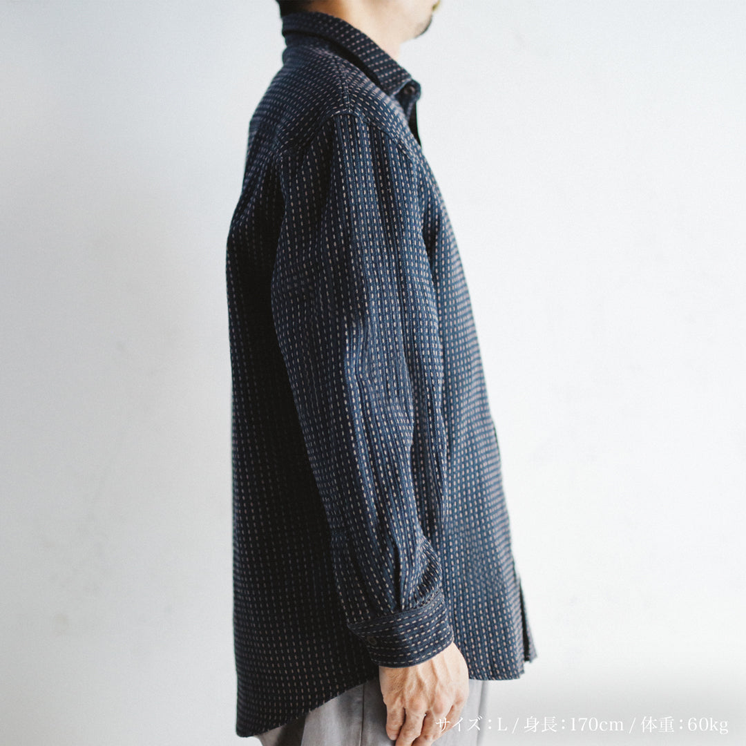 Limited Edition Col. / 8.5oz "Amami Doro-Zome" Sashiko Regular Collar Shirt