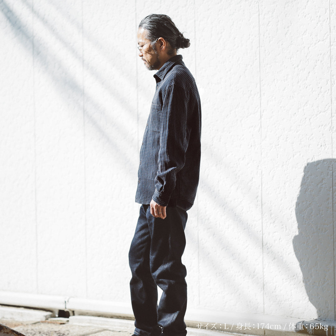 Limited Edition Col. / 8.5oz "Amami Doro-Zome" Sashiko Regular Collar Shirt