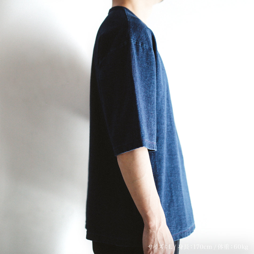 Indigo Dye Col. / 10oz Back Side Indigo Over Size T-shirt