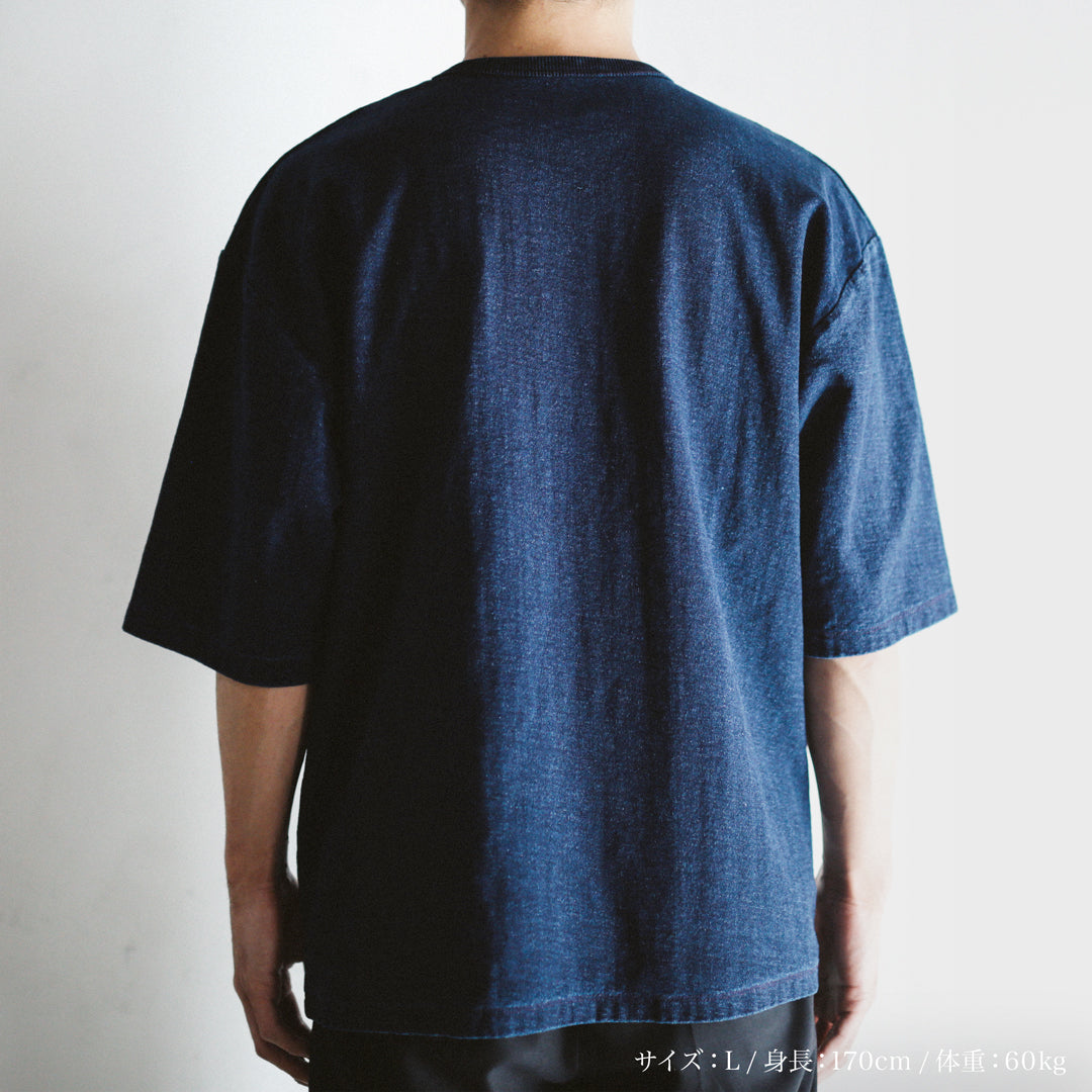 Indigo Dye Col. / 10oz Back Side Indigo Over Size T-shirt