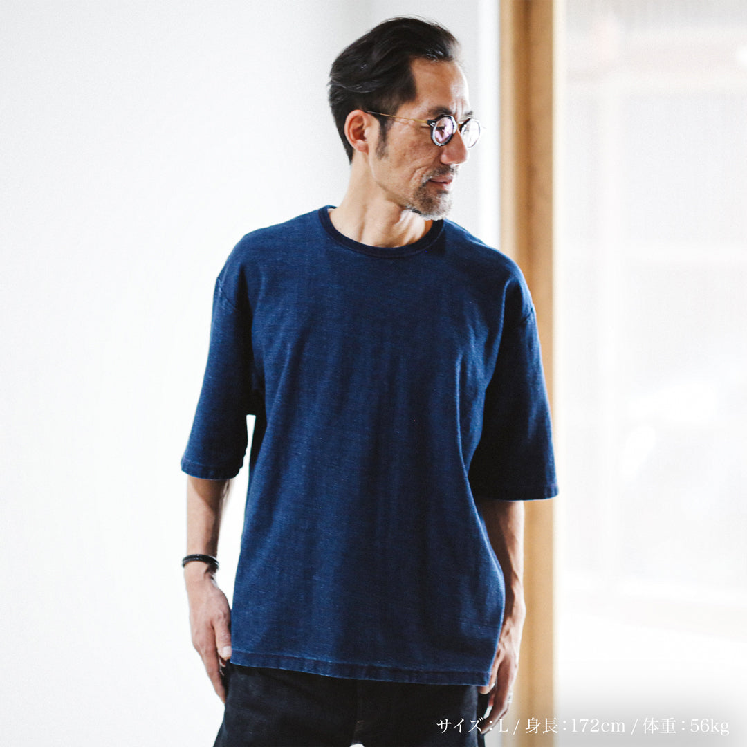 Indigo Dye Col. / 10oz Back Side Indigo Over Size T-shirt