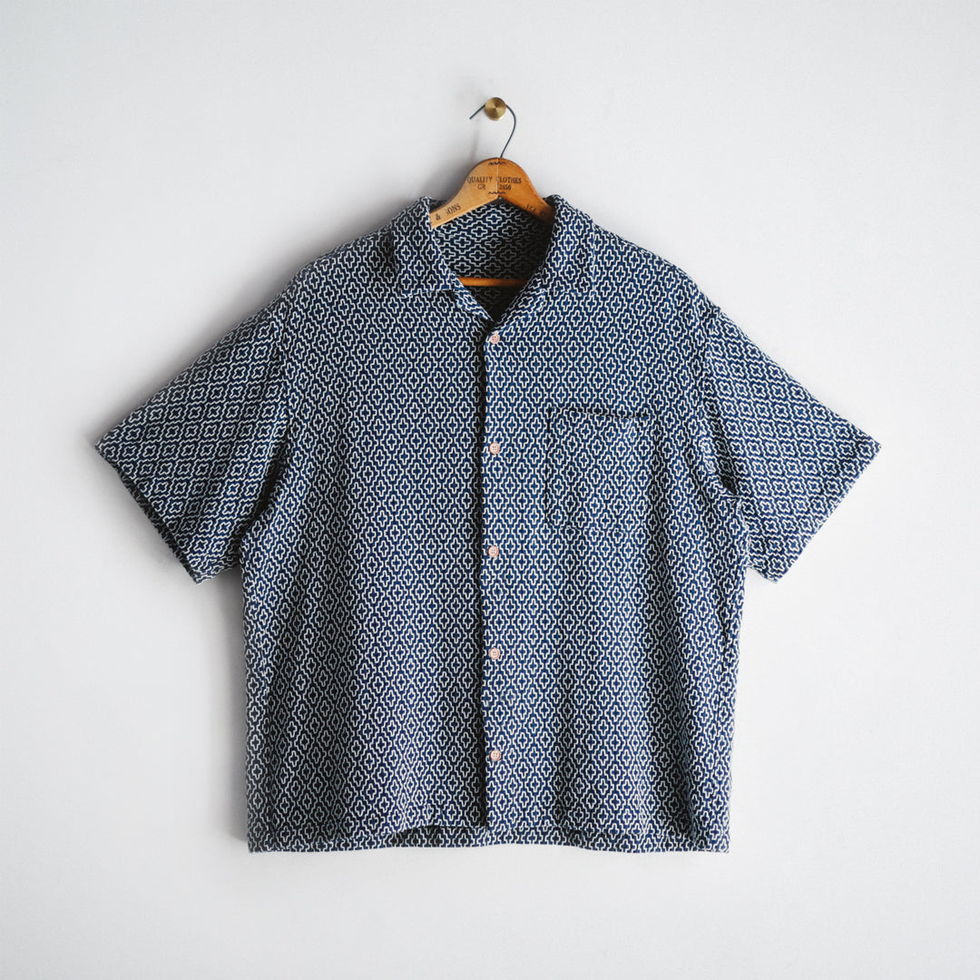 Limited Edition Col. / Sashiko " Kakinohana Moyo " Open Collar Shirt