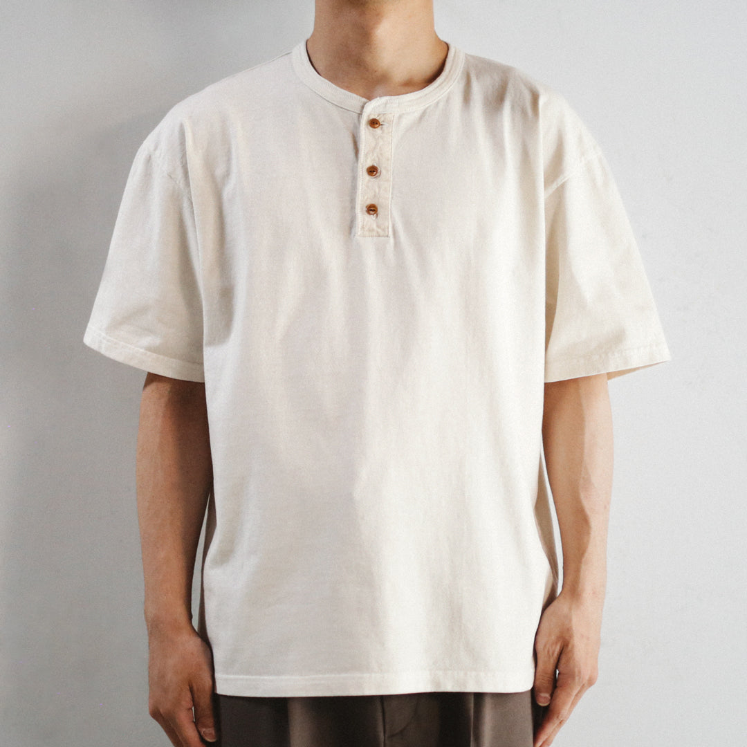 Limited Edition Col. / 10oz Garment Dyed Henley Neck T-Shirt