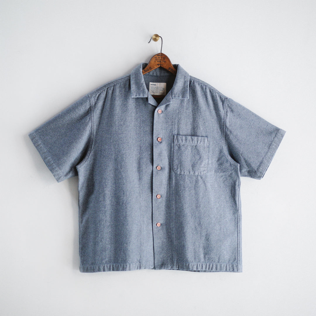 Limited Edition Col. / Back Side Indigo Jacquard Open Collar Shirt
