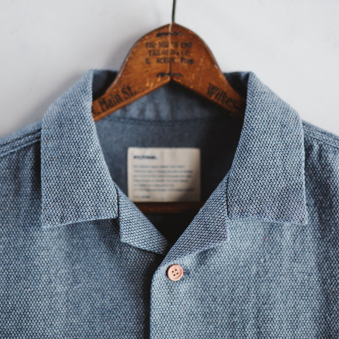 Limited Edition Col. / Back Side Indigo Jacquard Open Collar Shirt