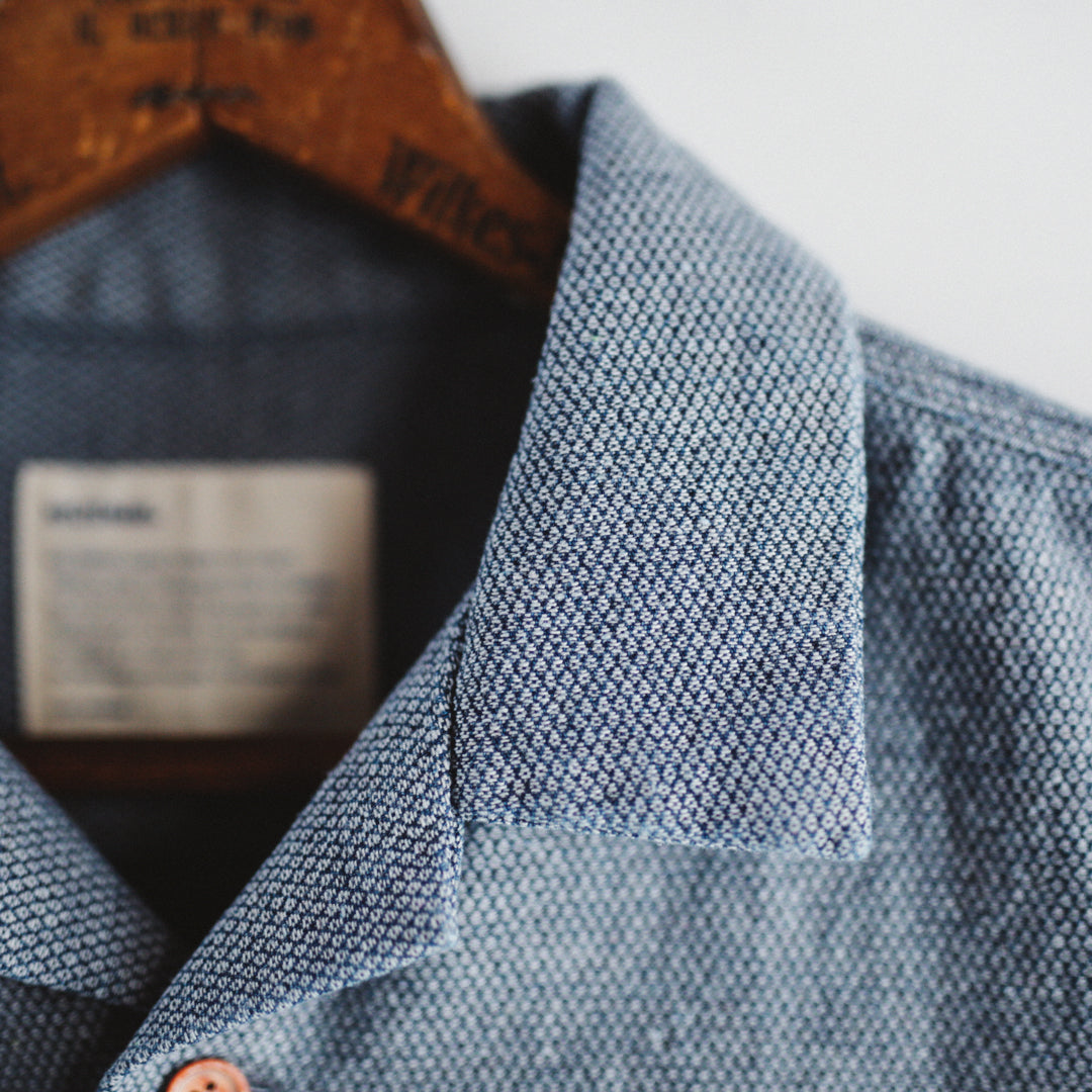 Limited Edition Col. / Back Side Indigo Jacquard Open Collar Shirt