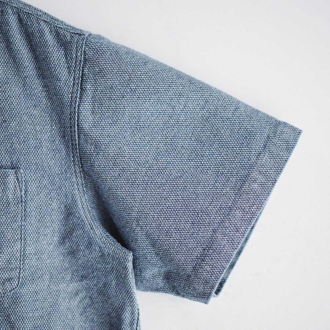 Limited Edition Col. / Back Side Indigo Jacquard Open Collar Shirt