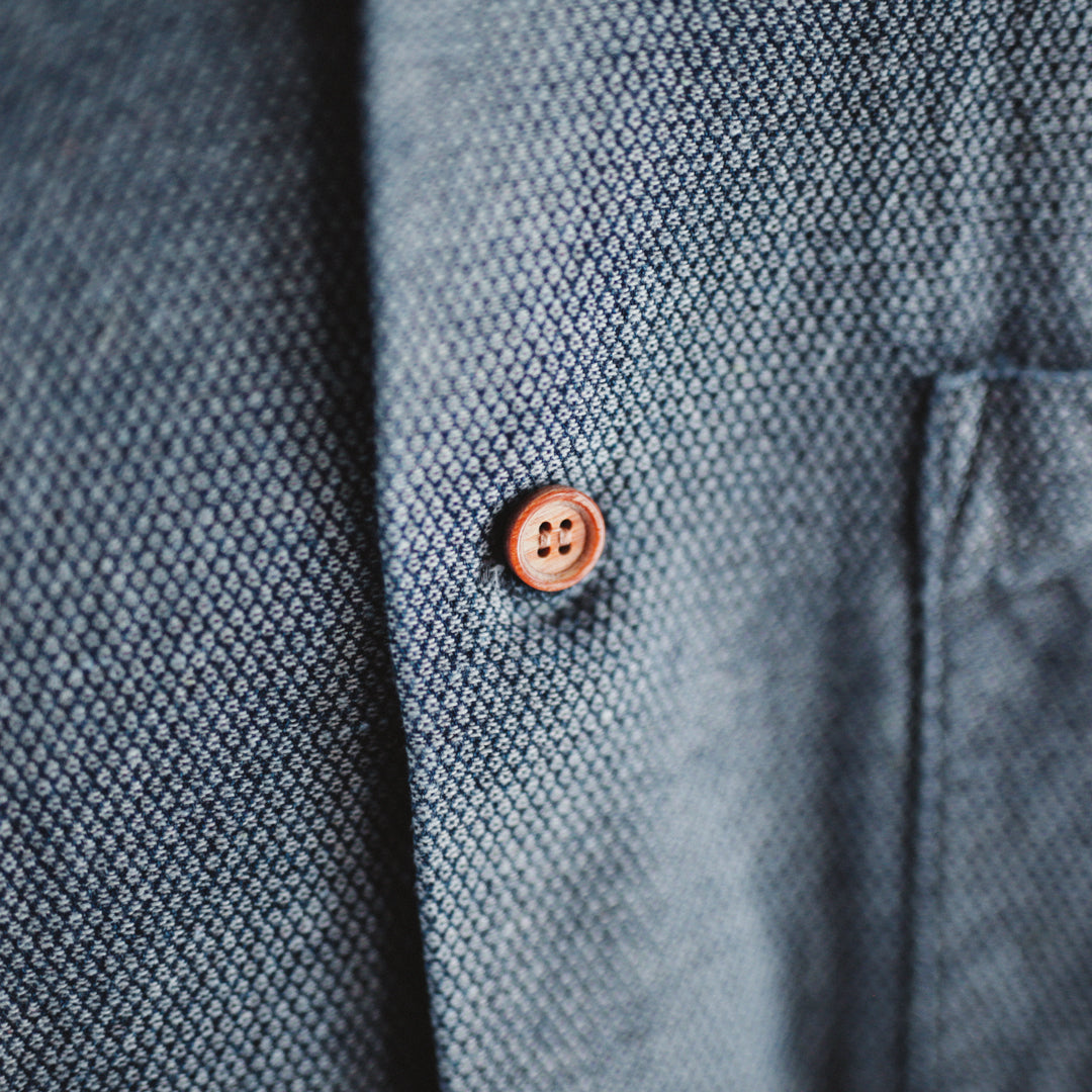 Limited Edition Col. / Back Side Indigo Jacquard Open Collar Shirt