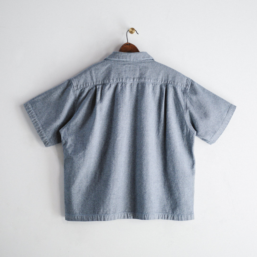 Limited Edition Col. / Back Side Indigo Jacquard Open Collar Shirt