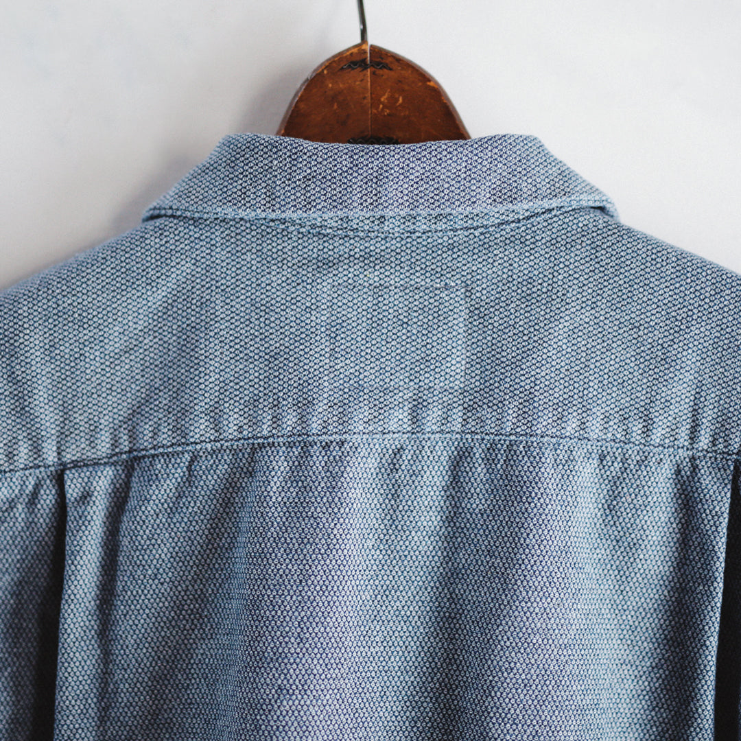 Limited Edition Col. / Back Side Indigo Jacquard Open Collar Shirt