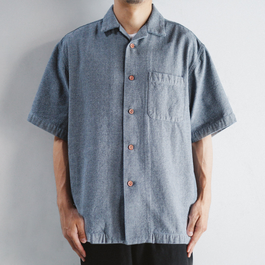 Limited Edition Col. / Back Side Indigo Jacquard Open Collar Shirt